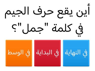 مواقع حرف الجيم في الكلمات