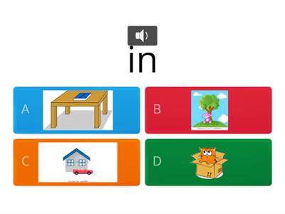 Prepositions in/on/under/in front of/between/behind/next to