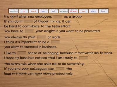 KeyNote advanced TeamWork Vocabulary practice 
