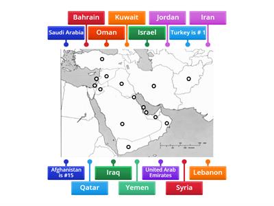 Middle East Country Political Map STONE