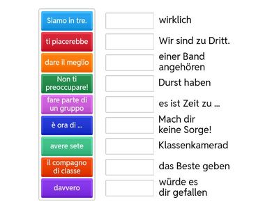 Una canzone per cinque - Vocaboli