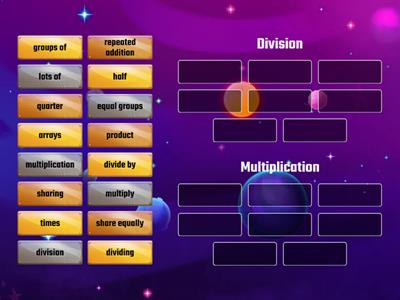 Multiplication and Division words