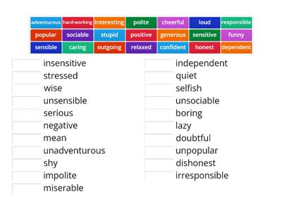 Focus 2 Unit 1 adjectives