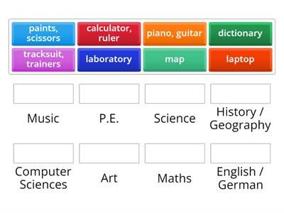 School subjects and objects