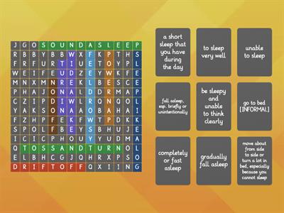 Expression related to sleep - wordsearch