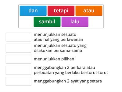 Padankan kata hubung pada penggunaannya