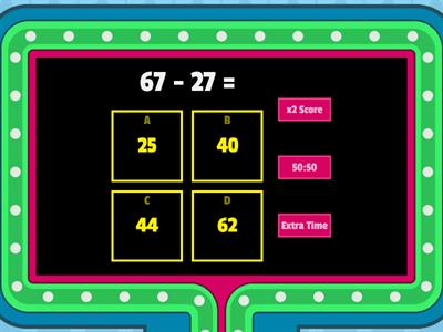 Two Digit Subtraction Practice (Hundreds Chart or Base Ten Blocks)