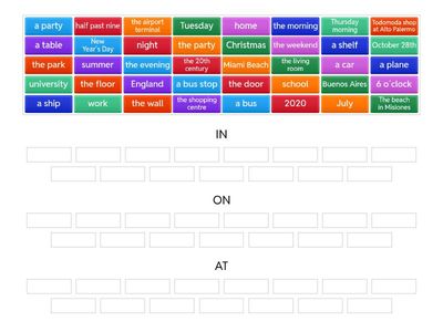  PREPOSITIONS OF PLACE : IN ON AT