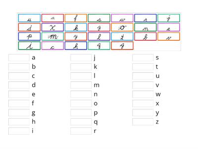 Lowercase Cursive Matching Game