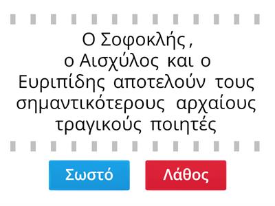  Να σημειώσετε το Σωστό ή το Λάθος σε κάθε πρόταση: