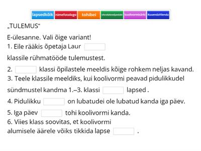 TEKST "TULEMUS" TEELE 5.KLASS