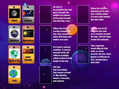 Solar system vocabulary