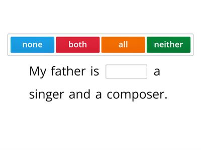 DETERMINERS: All, Both, Neither, None