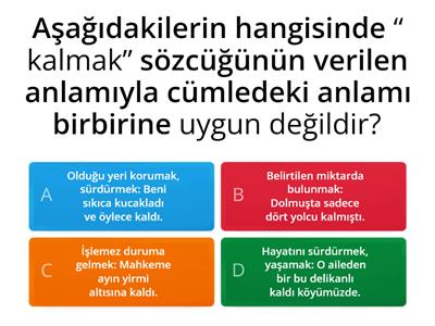 8. SINIF TÜRKÇE LGS HAZIRLIK ÇALIŞMASI