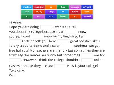 Fill in the missing words 