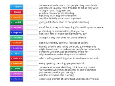 Adjectives to describe behavior (upper intermediate)