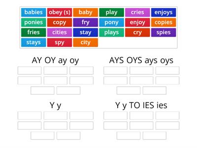 x-Endings: ys, ies (Green- Inflect End)