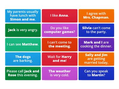 Subject and Object pronouns