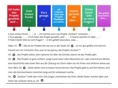 Wo passen die Ausdrücke und Wendungen (EINE PRÄSENTATION HALTEN)