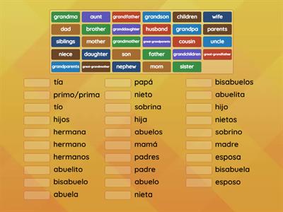 Complete family vocabulary