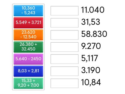 Suma y resta de numeros naturales y decimales 