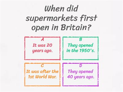 ESL Supermarket Reading Comprehension