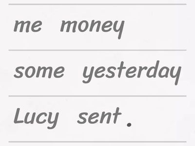 Verbs with two objects: Put the sentences into the correct order. (Susan ist invited to a party...)
