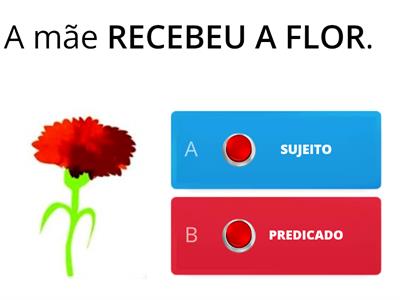 Sujeito ou Predicado? Repara no grupo de palavras destacadas em cada frase e clica em sujeito ou predicado. 