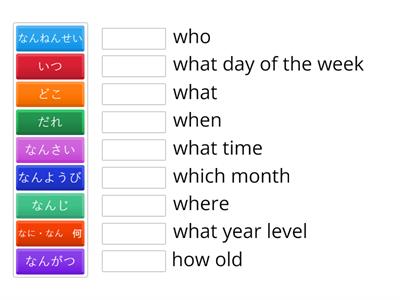 Year 9 Question words