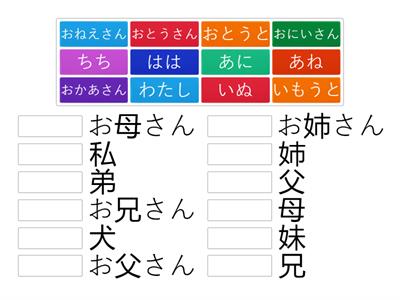 Family member Match ひらがな-漢字