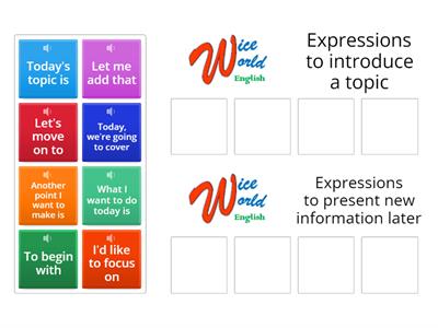 Useful expressions for presentations (1)