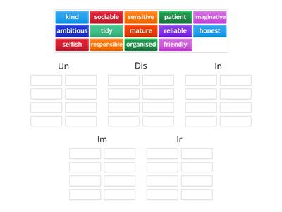 1B Adjective prefixes