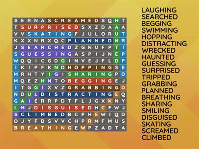 Wordsearch : Inflected Endings