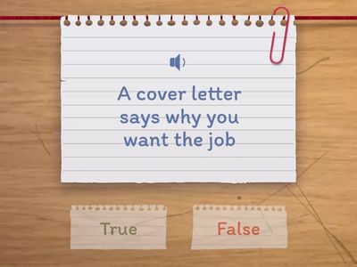 Cover letter- True or False Challenge