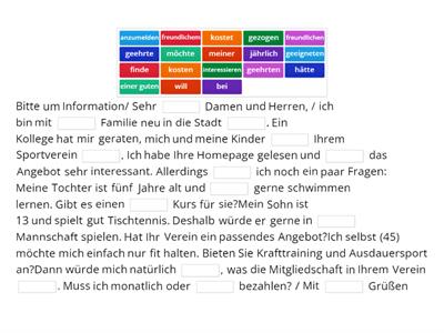 B1 Sprachbausteine: Bitte um Information