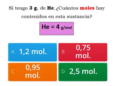 masa molar y moles