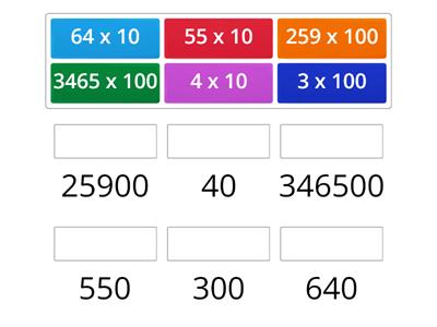 Match up multiply by 10 and 100