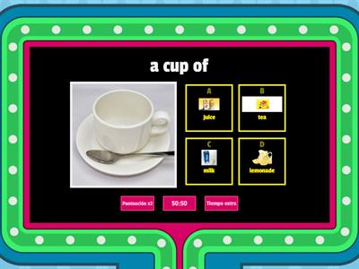  Partitives for food and drinks