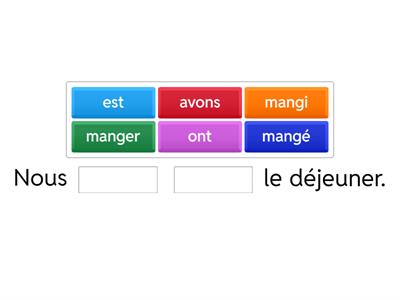  Passé composé réguliers avec AVOIR/ construire la phrase