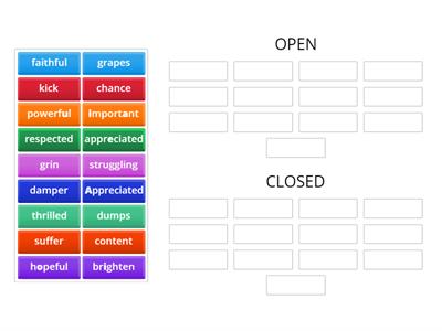 Open and closed syllables