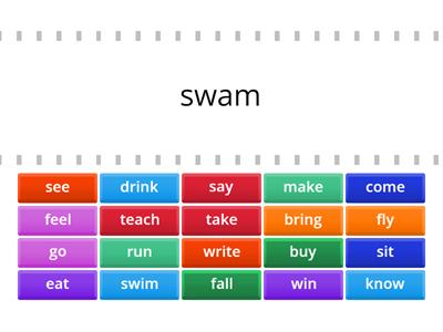 irregular verbs-match verb with the word in the past