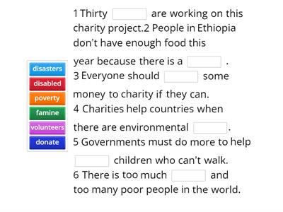 Charities- fill in the missing words