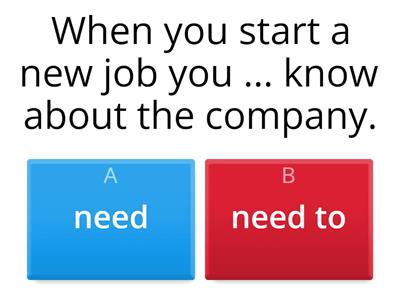 A2 Thursdays - need / need to