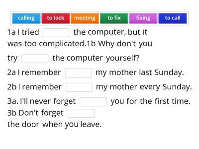 Verbs followed by the infinitive or gerund