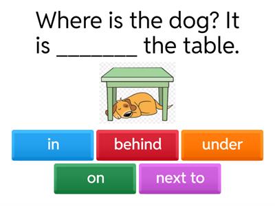 Prepositions (in-on-under-next to-behind)