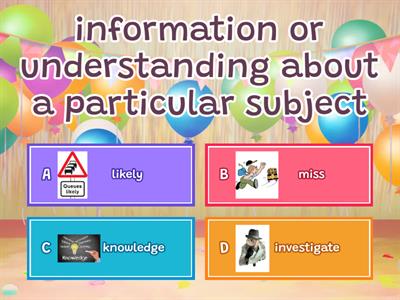 Band 3 List A- DEFINITIONS (introduce-not only)4 quizgame