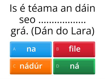 Gaeilge = Líon na bearnaí (litríocht) ASR Ms B