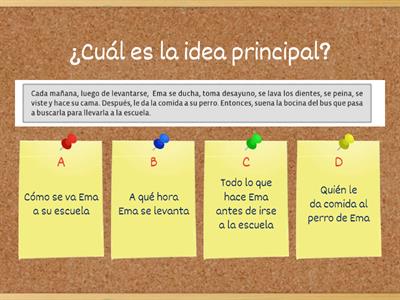 COMPRENSION LECTURA - IDEAS PRINCIPALES EN TEXTOS CORTOS