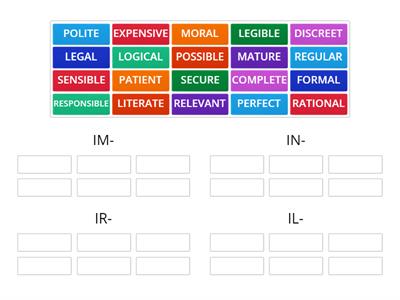 Wordformation: negative prefixes il-im-ir-in