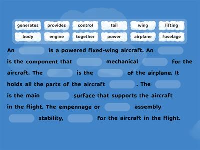 Airplane Parts-Missing Words